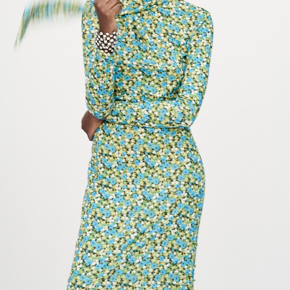 💚 ZARA Bloggers Fav Long Sleeve Floral Backless Dress with Tie. LARGE - Picture 11 of 14